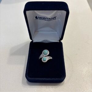 Montana Silversmiths Adjustable Sterling Silver Turquoise and CZ Ring
